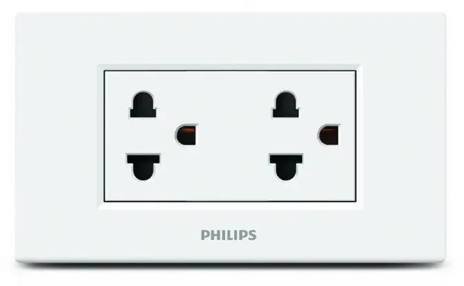 Replacement service : PHILIPS single socket unit 3 gang PHILIPS model LEAF, white, with cover