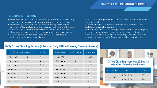 [9CLS200367] Daily Office Cleaning Service for an area of 4801 - 5600 Sq.m. (8 hours)