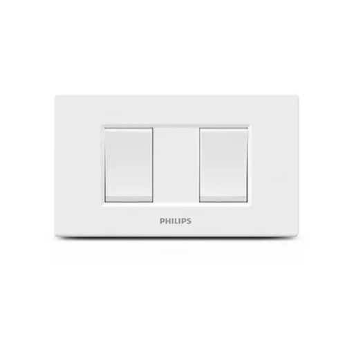 [9CLS200265] Replacement Service : PHILIPS Single switch unit 2 gangs PHILIPS model LEAF, white